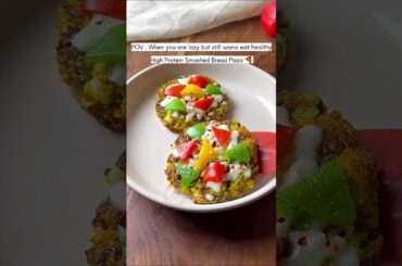 High Protein Smashed Bread Pizza #highprotein #pizza #breadpizza #snacksrecipe