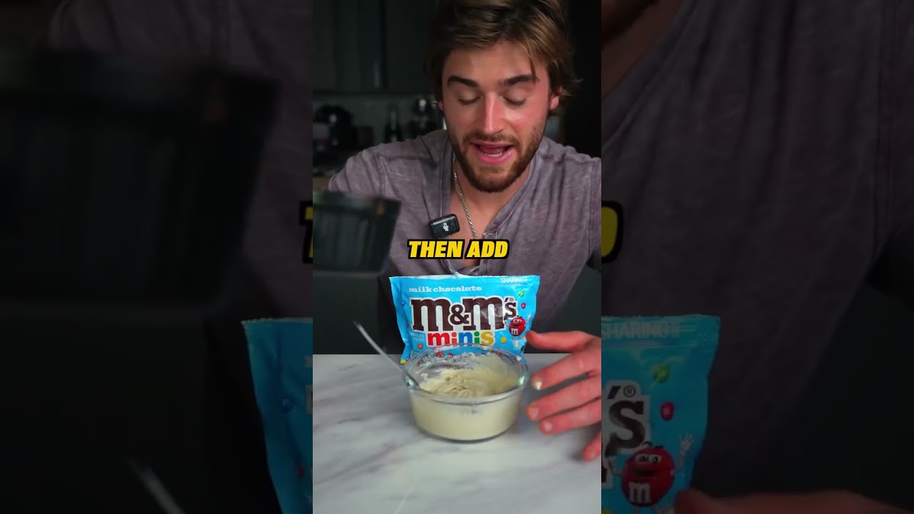 follow @nickkaz.fit for more Low Calorie, High Protein M&M Monster Cookie Dough follow @nickkaz.fit for more Low Calorie, High Protein M&M Monster Cookie Dough