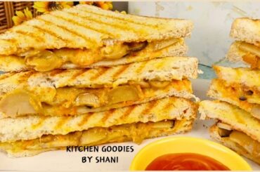 Grilled Mushroom Sandwich Recipe - Healthy Mushroom Sandwich for Weight loss - Mushroom Sandwich