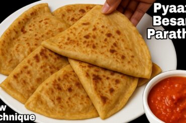 10 mins Pyaaz Besan Paratha | Easy Healthy Breakfast Recipes | Healthy Breakfast Ideas | nashta