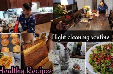 Night cleaning routine vlog| Healthy recipes using lots of fresh veggies|