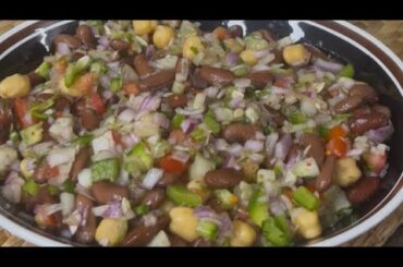Healthy Salad recipe/ Rajma , white chickpeas mixed vegetables salad / Chat salad recipe