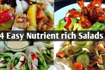 4 Easy Salad Recipes Packed with Flavor and nutrition! | Healthy lunch ideas!