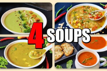 4 Healthy Winter Soup Recipes | Quick & Easy | Drumstick Soup | Tomato Soup Recipe | Broccoli Soup