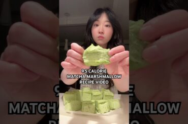 Recipe video for Low Calorie Matcha Marshmallows! 150 cals for whole batch & 9.5 cals per cube