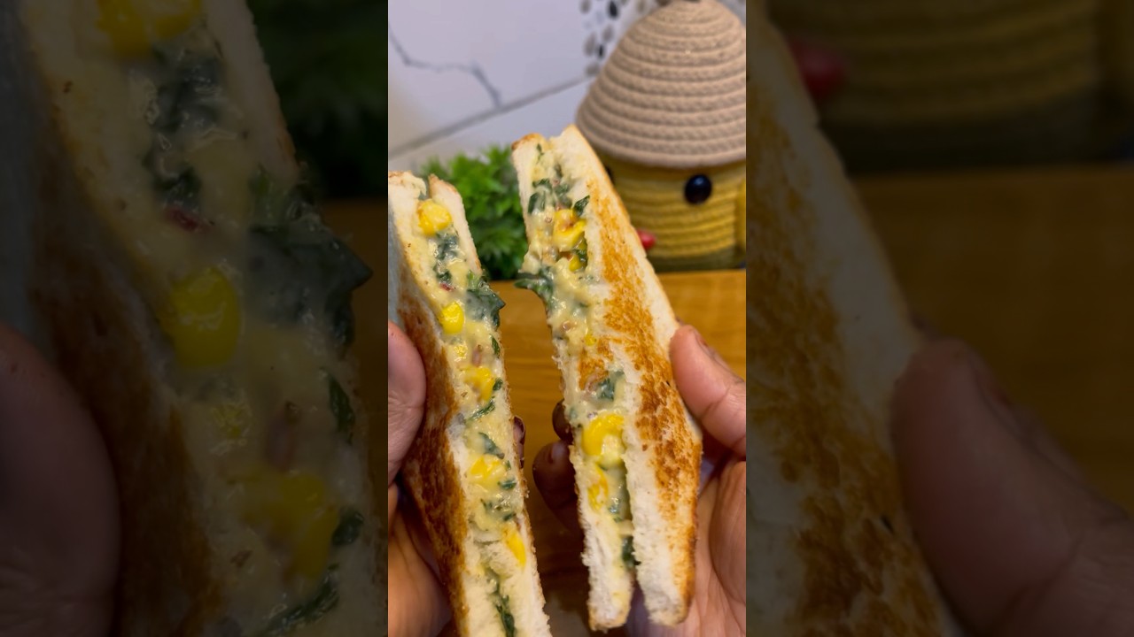 Creamy Palak Corn Sandwich Recipe | Healthy & Quick Breakfast | 10 Minute Snack Creamy Palak Corn Sandwich Recipe | Healthy & Quick Breakfast | 10 Minute Snack