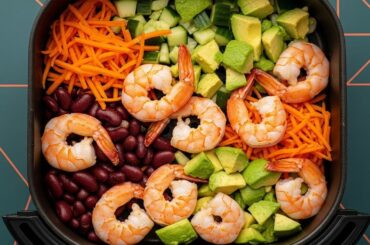 Air Fryer Shrimp Recipes, Shrimp & Veggies Healthy Dinner, Lunch Ideas, One-Pan Meal