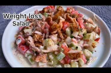 High Protein Chicken Salad For Weight Loss || Healthy Chicken Salad Recipe With Easy Dessing