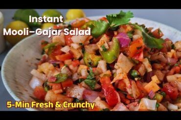 Instant Mooli Gajar Salad | 5-Min Crunchy Winter Salad | Healthy No-Oil Salad Recipe