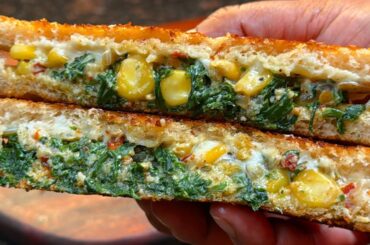 Spinach Corn Sandwich | Cheesy Corn  Spinach Sandwich | Healthy Breakfast Recipe