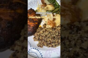 20-Minute Healthy Dinner: Blackened Salmon, Quinoa & Tender Roasted Veggies (550 Calories!)