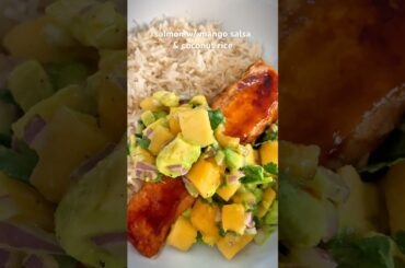 Salmon mango salsa #recipe #healthy #dinner #salmon #mangosalsa #mango #coconutrice #summerrecipes