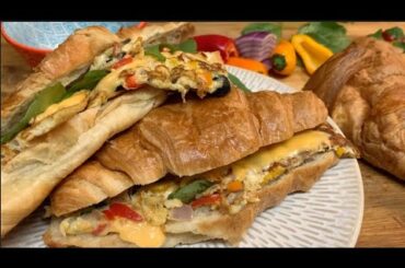 EGG, CHEESE CROISSANT SANDWICH RECIPE/ NUTRITIOUS, HEALTHY BREAKFAST RECIPE/ URDU ENG SUB