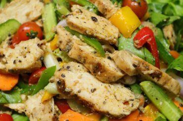 How to make Easy & Tasty Chicken Salad | Grilled Black Pepper Chicken Salad Recipe