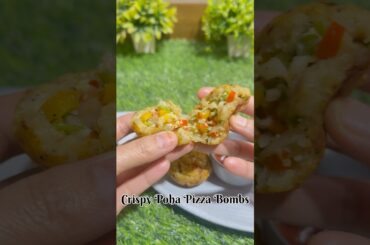 Crispy Poha Pizza Bomb | Non Fried | #youtubeshorts #poha #recipe #crispy #pizza #snacks #viral