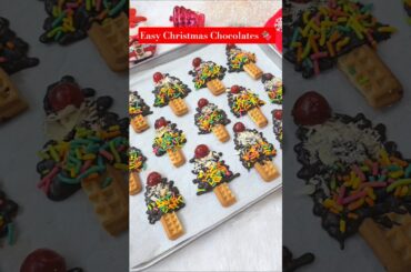Easy Christmas Chocolate Treats for Kids |5-Min Recipe #christmas #chocolate #foodiesbyneha #shorts