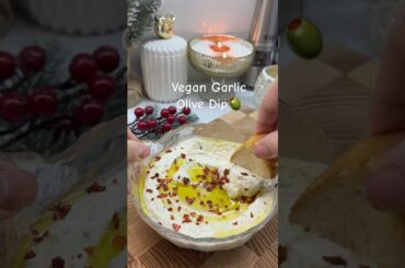 Creamy Olive & Garlic Feta Dip | Easy Vegan Appetizer in 10 Minutes #dip  #snacks #foodshorts #asmr