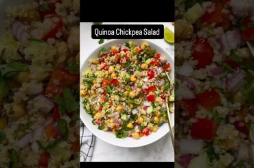 Quinoa Chickpea Salad #quinoasalad #quinoa #quinoachickpeasalad #highprotein #lunchrecipes