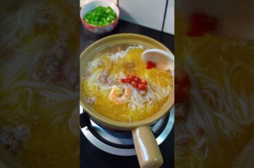 Easy shrimp & Lean Pork Rice Noodle Soup | Healthy Breakfast for Kids