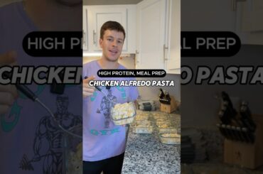 High Protein Chicken Alfredo Pasta Meal Prep Recipe #shorts