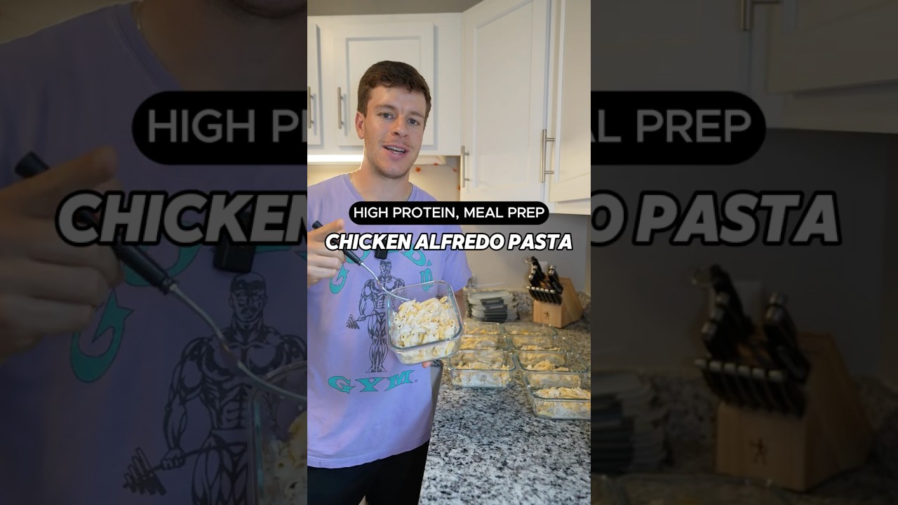 High Protein Chicken Alfredo Pasta Meal Prep Recipe #shorts High Protein Chicken Alfredo Pasta Meal Prep Recipe #shorts