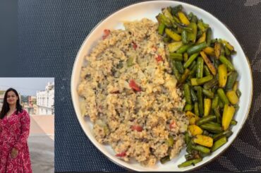 Simple lunch ideas for losing weight|healthy tasty and filling|daliya Upma and beans shallow fry