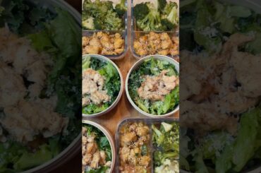 orange chicken & caesar salad meal prep #mealprep #healthy #cooking #shortsfeed
