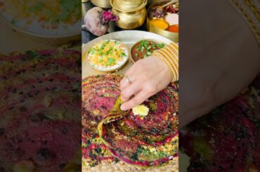 Must try Healthy Beetroot Palak Paneer Lachha Paratha before winter ends #shorts #ytshorts #paratha