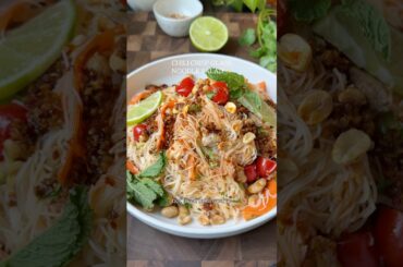 Chili Crisp Glass Noodle Salad #proteinrecipes #healthydinner #easyrecipe