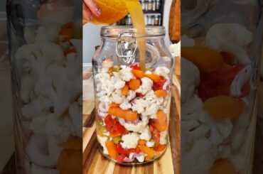 Crunchy Marinated Veggies I Keep in the Fridge All Week (Healthy Snack!) #shortsvideo#healthyrecipes