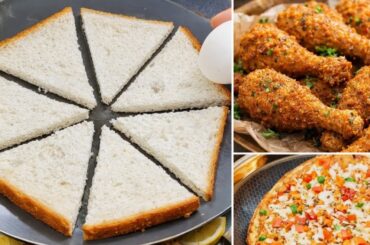 2 Minutes Bread Recipe | Healthy Bread Egg Sandwich Pizza | New Recipe | Bread Snacks Recipes
