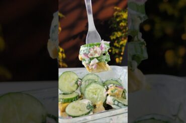 How to make cucumber salad |  Healthy chicken salad recipes for weight loss #shorts #salad #asmr