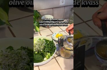 Green superfood Salad with Tahini Dressing | Gut-Friendly & Fresh #shorts #broccolisprouts #kvass