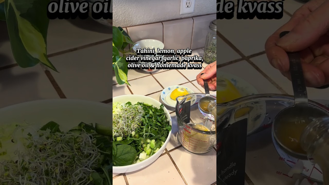 Green superfood Salad with Tahini Dressing | Gut-Friendly & Fresh #shorts #broccolisprouts #kvass Green superfood Salad with Tahini Dressing | Gut-Friendly & Fresh #shorts #broccolisprouts #kvass