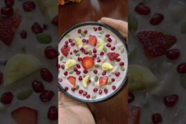 Strawberry Custard Recipe| Healthy No Sugar No Custard Powder Strawberry Custard #shorts #recipe