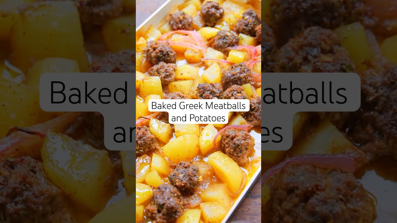 Baked Greek Meatballs and Potatoes #greekfood Baked Greek Meatballs and Potatoes #greekfood