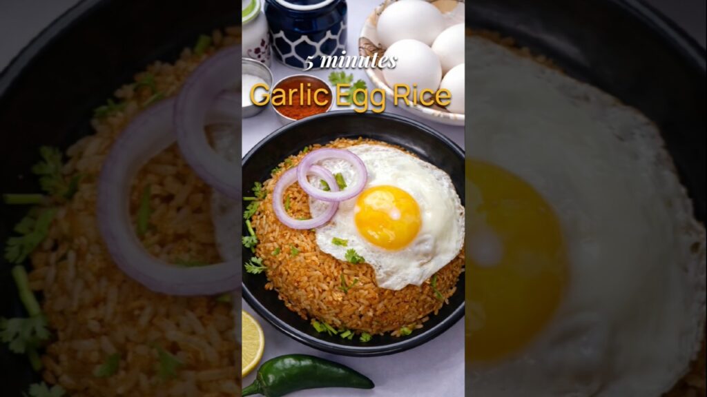 Only 5 Minutes! Spicy Garlic Egg Rice Recipe. #shorts #food #cooking #eggrice #viral #trending #fyp