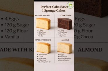 Perfect Cake Base: 4 Easy Sponge Cake Recipes #shorts