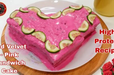 High Protein Recipe/Red Velvet - Pink Sandwich Cake Recipe/Healthy & Tasty Recipe/Sandwich Cake