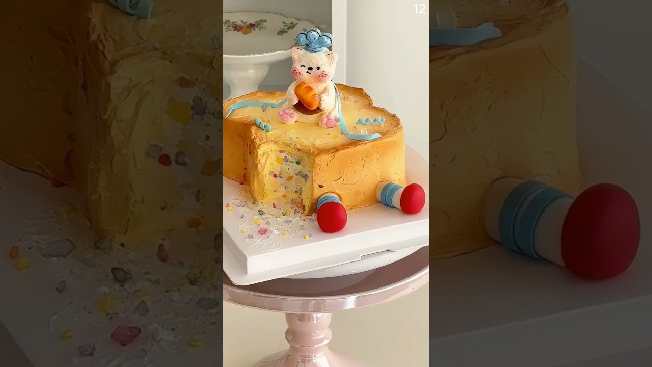 Food art presented on a beautiful bite-sized bread cake #shorts #cakedecorating Food art presented on a beautiful bite-sized bread cake #shorts #cakedecorating