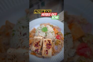15 minute lunch idea from leftover rice | protein rich rice bowl idea #proteinrich #herbrice #shorts