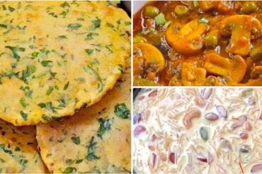 Special dinner # methi puri # mushroom matar and aalu ki sabji # saviya