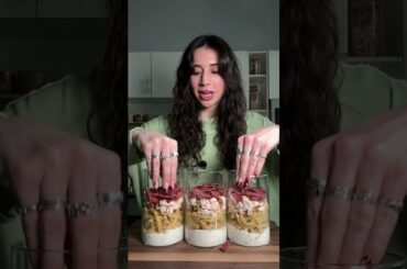 Cobb pasta salad jars! #healthyfood #healthyrecipes #mealprep