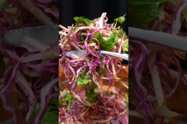 PURPLE POWER SALAD! Crunchy Cabbage & Cilantro for Gut Reset (ASMR Sound On)