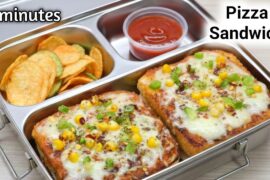 5 Minutes Veg Pizza Sandwich | Easy Tiffin Recipes | Lunchbox Ideas | Pizza Recipe | Bread Recipe