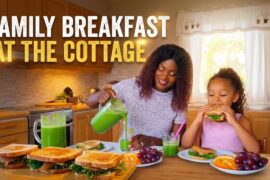 Family breakfast at the cottage | easy sandwiches & smoothie