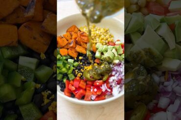 Mexican-Style Black Bean & Roasted Sweet Potatoes Salad with Cilantro lime dressing #food #shorts