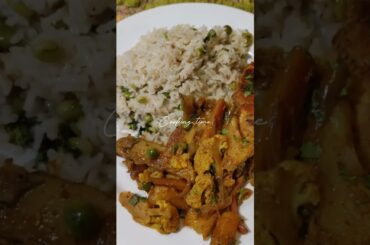 Healthy Savory Dinner Plate| Stir-Fried Veggies+Green Pea Rice #food #cooking #foodie #recipe #rice