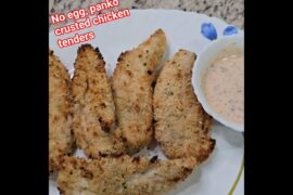 Crispy oven baked no egg panko crusted chicken tenders/ No oil spray baked chicken breast with ranch