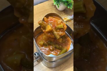 Lunch Recipe: Rice n murangakkai n veg kulambu | poriyal n snacks #shortsfeed #lunchideas #lunchbox